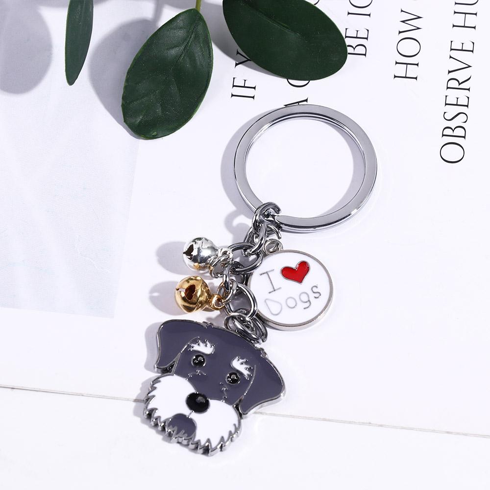 White Animal Bell Husky Enamel Golden Retriever Pet Keychain Dog Keychain Dog Pendant Pet Keyring