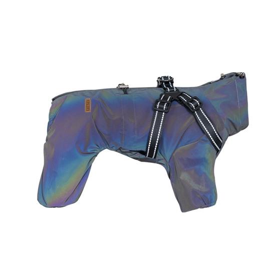 Dog Raincoat with Harness for Small Medium Dogs Adjustable Dog Rain Jacket Waterproof Puppy 4 Legs Raincoat with Reflective Strip