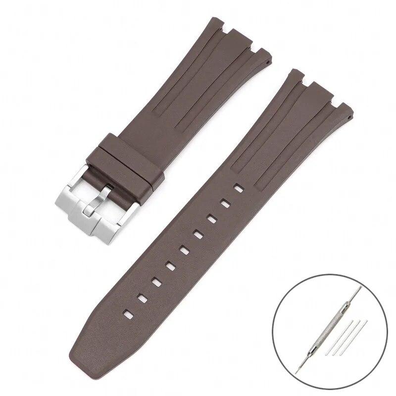 Ремешок из фторкаучука для Audemars Piguet Royal Oak 15400 15500 26331, мужской мягкий ремешок с пряжкой-бабочкой из FKM, сменный ремешок для часов AP 26 мм