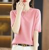 Women's Knitted Short Sleeve Spring/Summer Pullover Sweater - Round Neck, Lightweight, Half Sleeve.