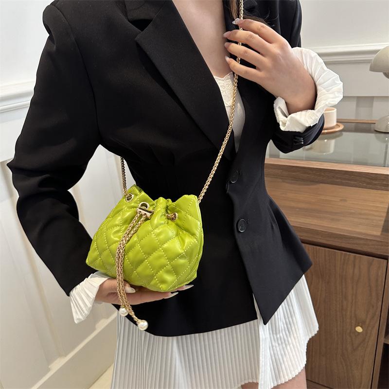 Модная фактура женская сумка счастливая сумка-ведро 2024 новая сумка женская индивидуальная сумка через плечо с бриллиантовой цепочкой сумка-мессенджер