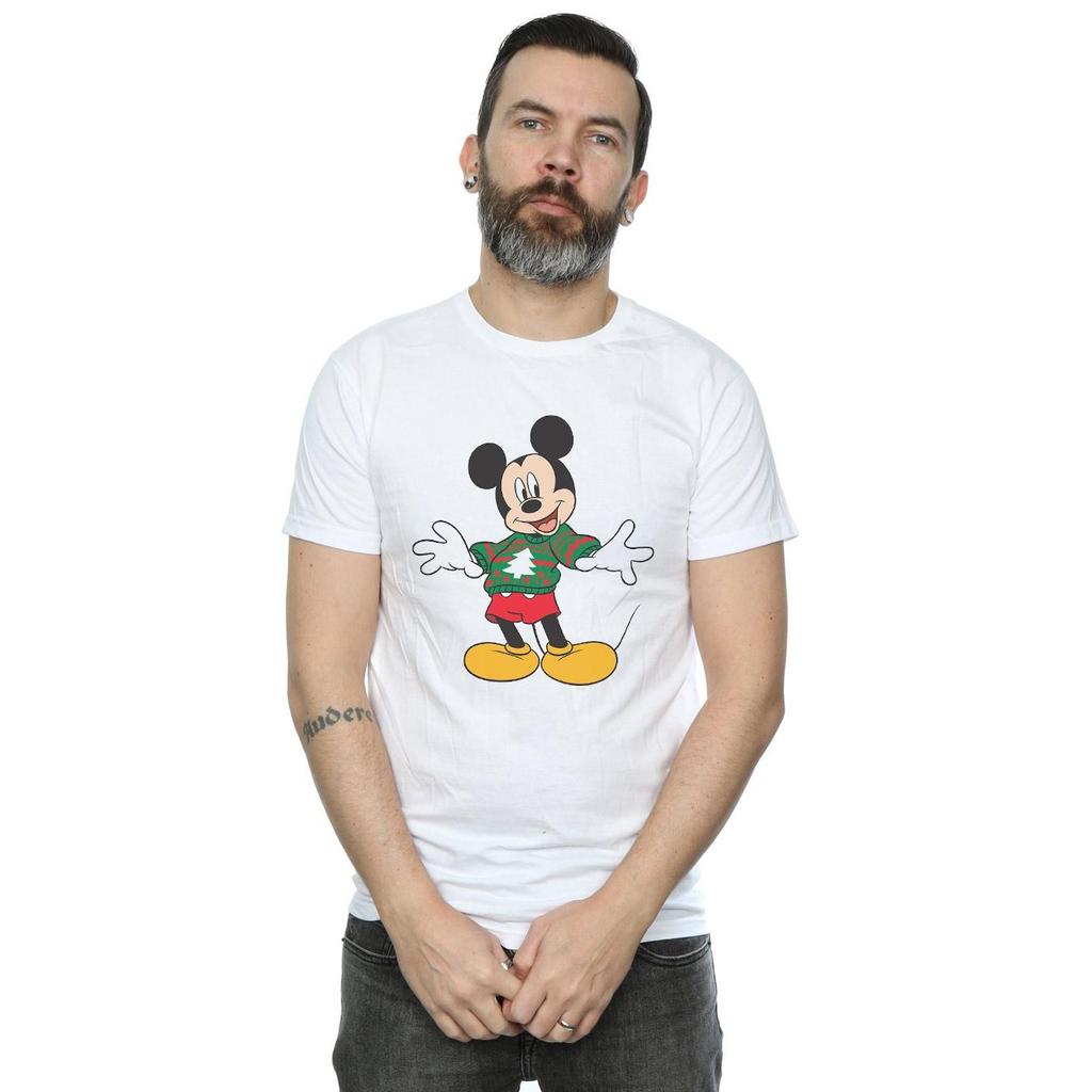 Disney Mens Mickey Mouse Christmas Jumper Stroke T-Shirt