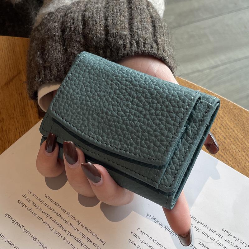 Миниатюрный женский кожаный кошелек тройного сложения с защитой от кражи RFID, отделением для монет и держателем для карт