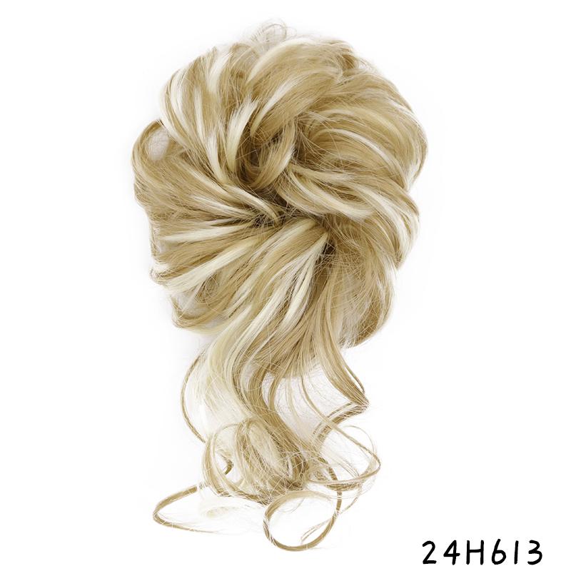 Synthetic Hair Bun Extensions Messy Curly Chignon Blonde Brown Donut Elastic Chignon for Women