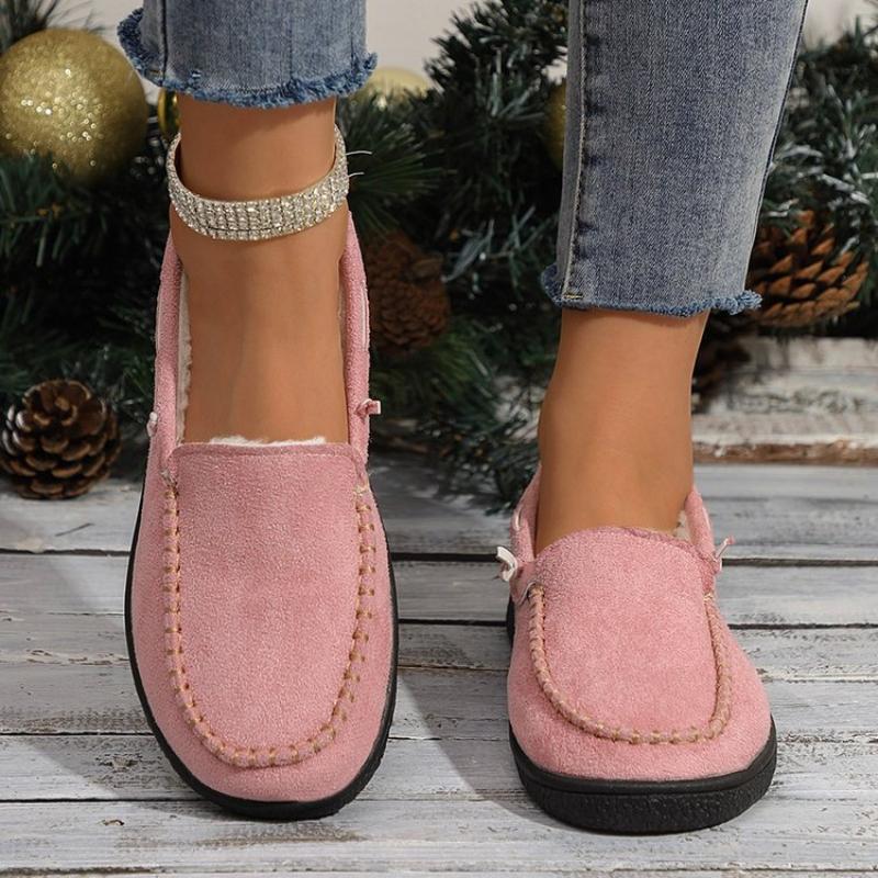Shoes for Women 2024 Slip-on Women's Flats Fashion Solid Casual Flat Round Toe Light Loafers Women's Fleece Shoes Zapatos Mujer