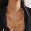 JMXD-Personality Exaggerated Cold Wind Hollow Love Metal Necklace Simple and Versatile Premium Collarbone Chain Jewelry