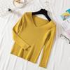 Autumn and Winter V-neck Long Sleeve Knitted Sweater Women Fashion Slim Fit Warm Base Sweaters Women Elegant Solid Casual Lady Knitwear Jumpers 25488