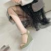 Fashion Sandals for Women Wedges Heel Green Super-high Rivet Woman Shoes Summer 2025 Comfortable Footwear New Breathable Fashion Luxury