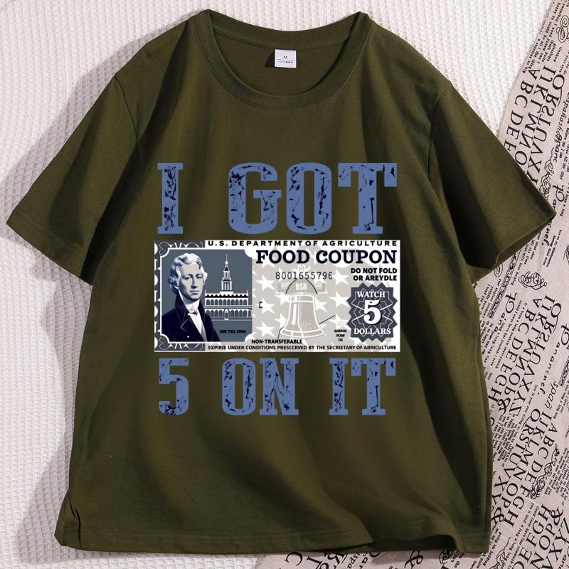 Футболка Food Stamp У меня 5 на это Ретро Футболка Смешная Надпись Футболка Hustle Унисекс Футболка С Коротким Рукавом Мужские Футболки