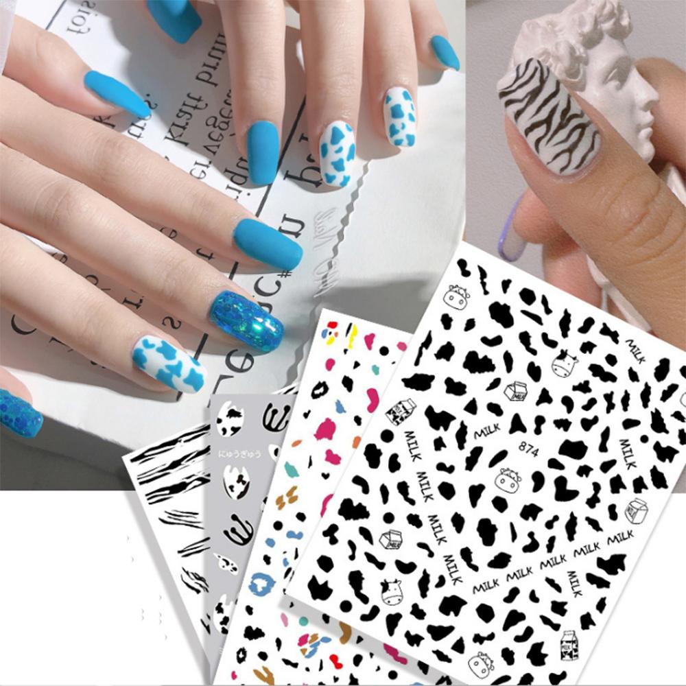 Дизайн Корова Маникюр DIY Nail Art Наклейка для ногтей с принтом коровы самоклеящаяся наклейка 3D неправильные пятна