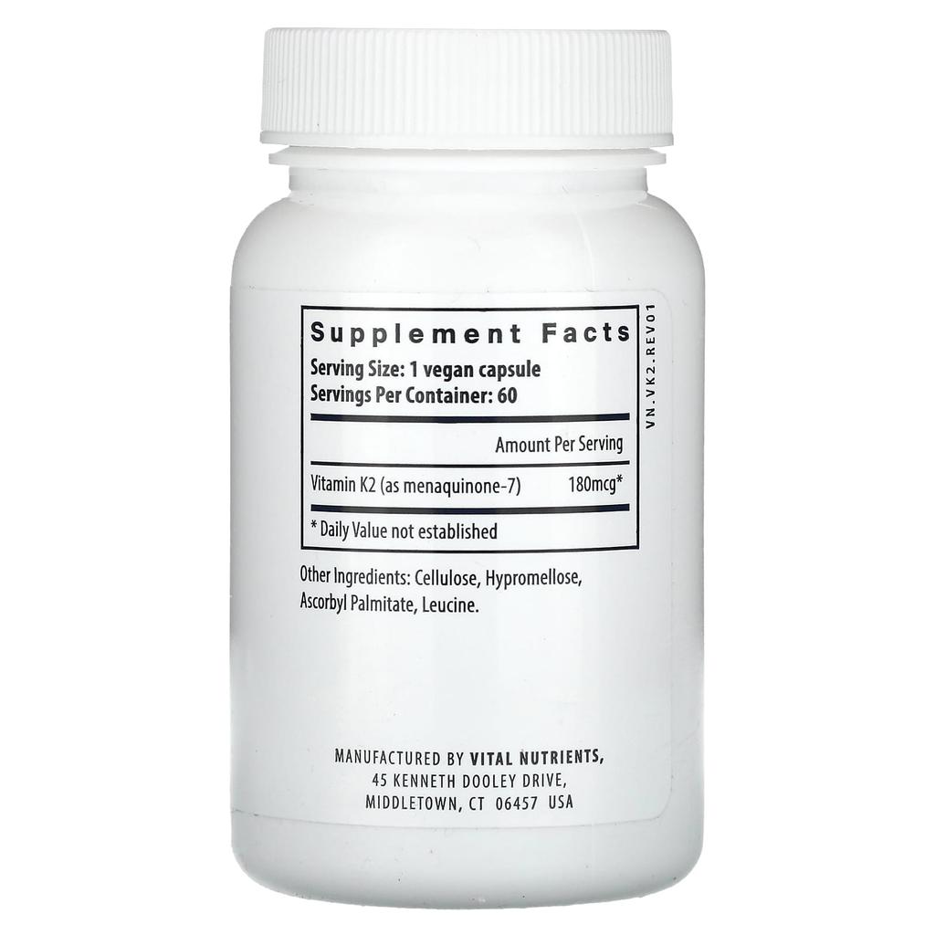 Vitamin K2-7, 60 Veggie Capsules (180Mcg per Capsule)