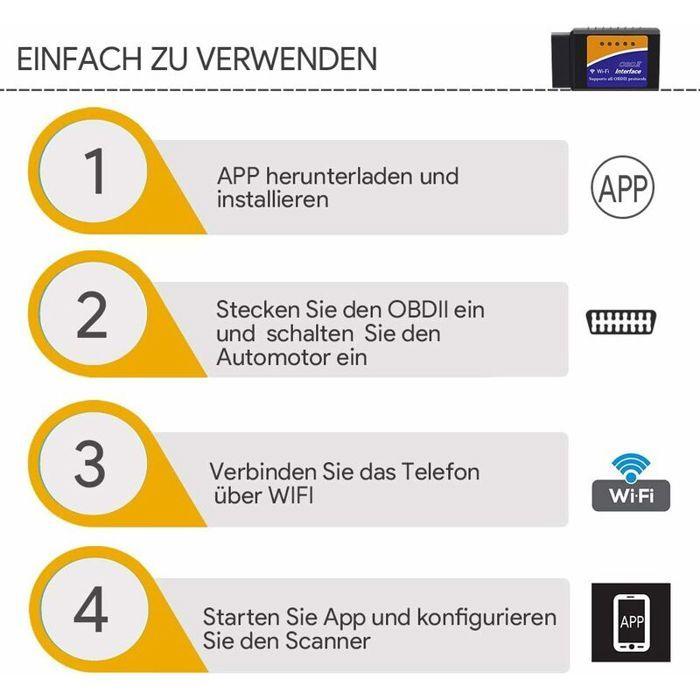 Outil De Diagnostic OBD2 - ELM327 - WiFi - Universel - Compatible OBD-II - Scanner Voiture