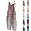 Women's Jumpsuit Print Casual Loose Vintage Shoulder Strap Cotton Linen