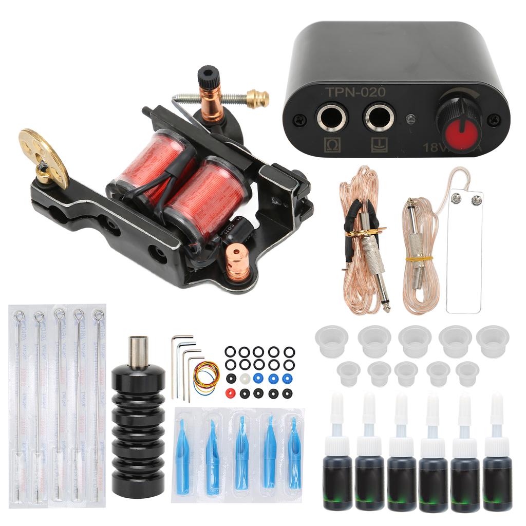 Complete Tattoo Machine Set Tattoo Coil Machine Black Tattoo Power Supply Professional Tattoo