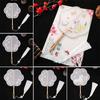 Home Decoration With Tassel Pearl Edging Embroidery Handheld Fan Chinese Retro Style Long Handle