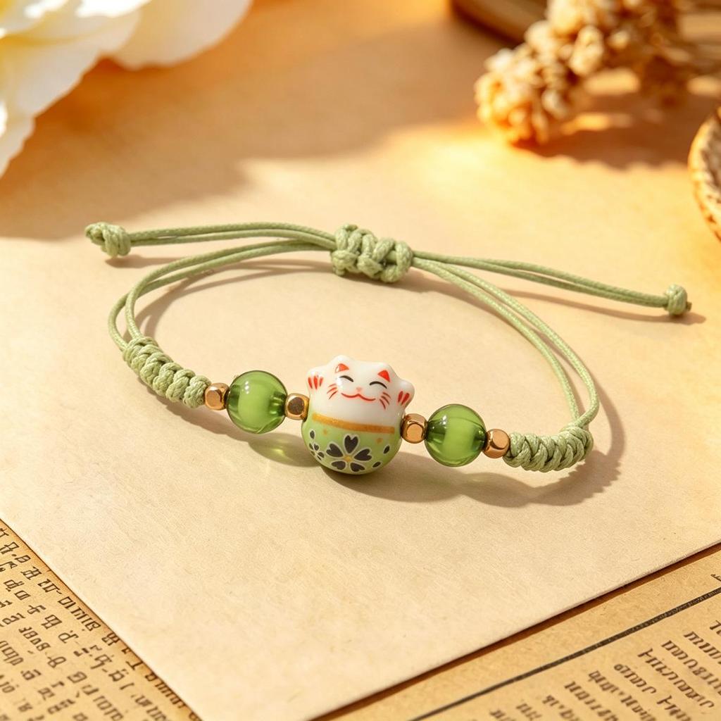 Плетеный браслет Lucky Cat Candy Color для женщин