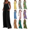 Women Casual Elegant Sling Jumpsuit Solid Button Pants Wide Leg Pants New Summer Vacation Bohemian