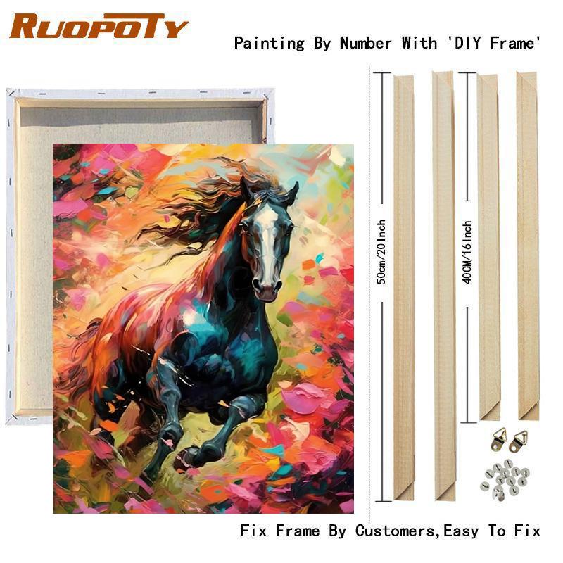 Рамка «сделай сам», картина по номерам, бегущая лошадь, современная настенная художественная картина, животные, подарок «сделай сам», для домашнего декора, 40x50