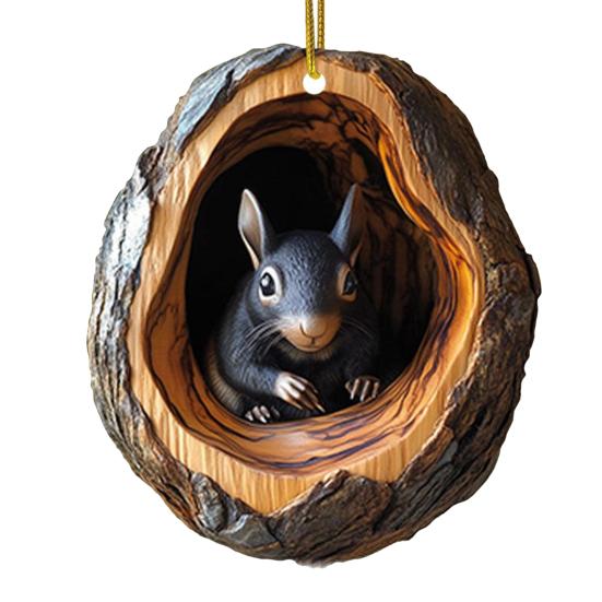 Christmas Tree Pendant Hanging Acrylic Ornament with Lanyard Easy To Install Adorable Animal Shape Holiday Festive Decoration