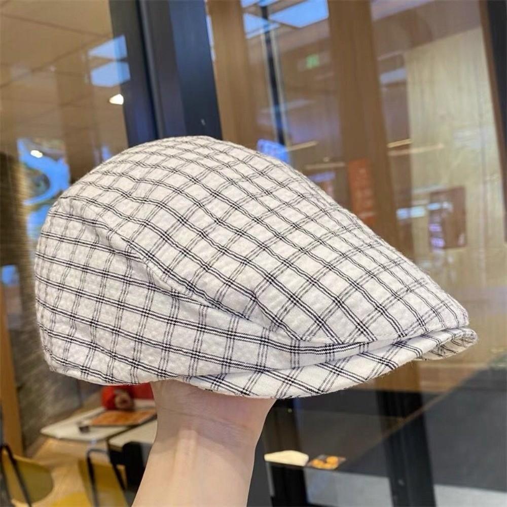 Y2k Plaid Berets Forward Cap Painter Hat New Newsboy Caps  Ladies