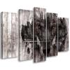 Five Piece Picture Canvas Print Wolf Forest Retro