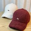 New Lamb Velvet Embroidered Little Fox Autumn and Winter Baseball Hat for Men and Women with Wide Brim and Face Shaped Small Duck Cap