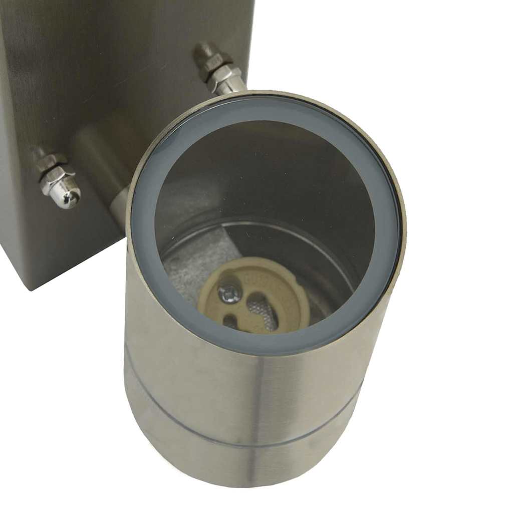 Outdoor Wall Lamp Silver 6.5 x 10.5 x 16 cm Stainless Steel and Glass