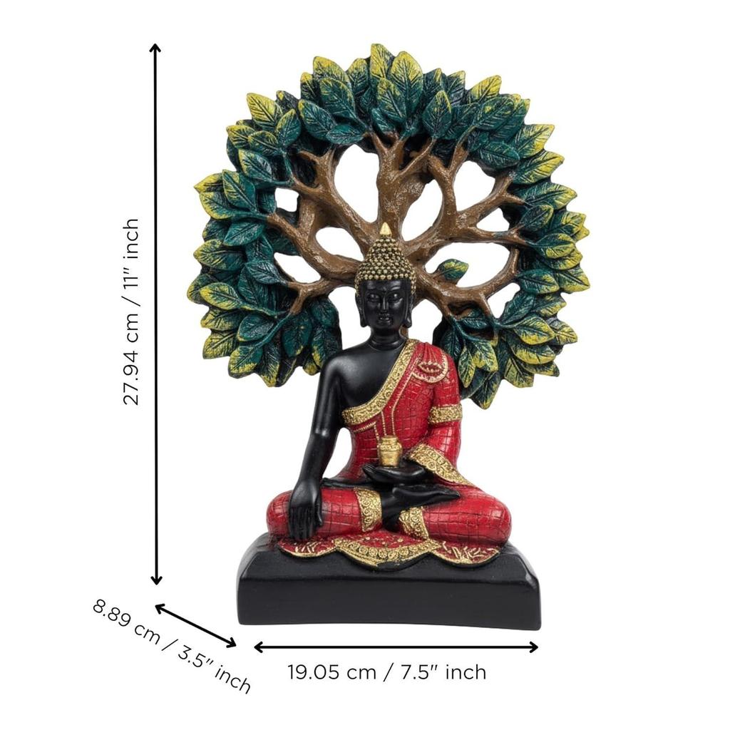 Lord Buddha Idol for Home Decor Living Room | Gautam Buddha Statue Under the Bodhi-Tree | Showpiece Gift for Housewarming Birthday