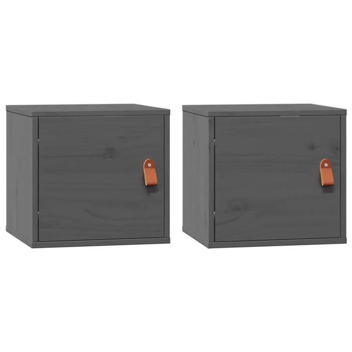 818360 vidaXL Wall Cabinets 2 Pcs Grey 31.5x30x30 Cm Solid Pine Wood