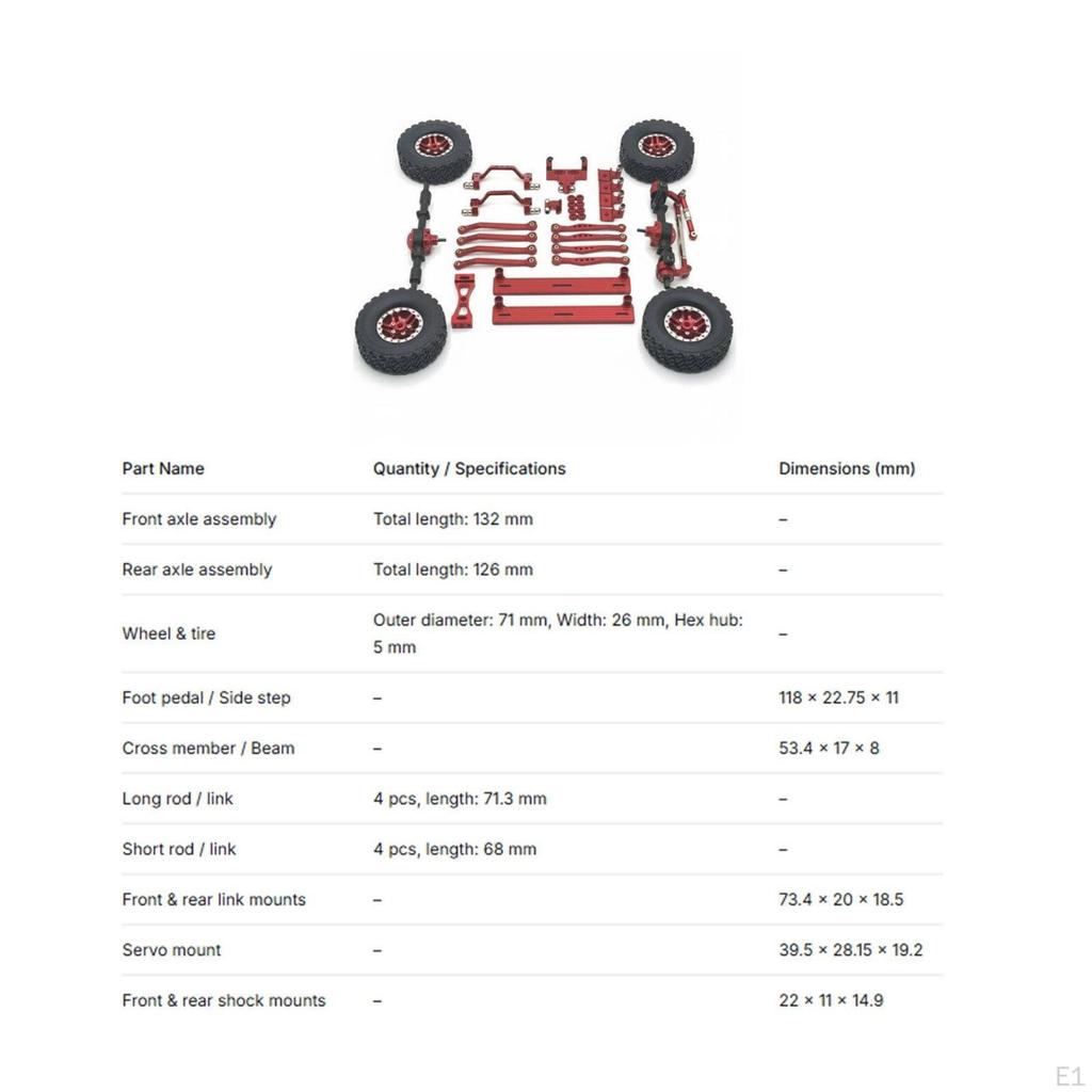 Model Vehicle RC Truck Modification Parts Precision Design 1/16 Scale Upgrade Set Easy