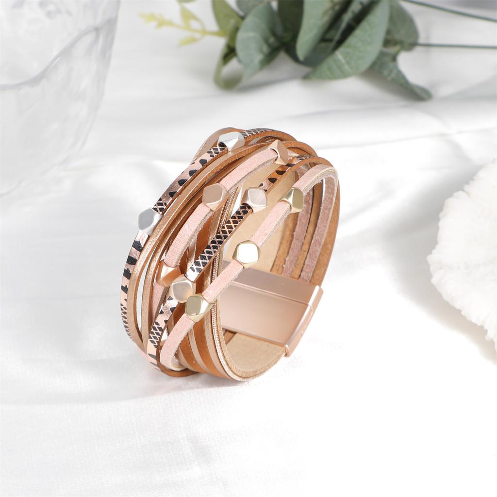 Кожаный браслет для женщин, цепочка, бохо, многослойный браслет, женский ювелирный аксессуар