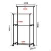 Double Rod Clothing Rack Bedroom Clothes Storage Movable Wheel Organizer for