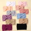 12Pcs/Set Bright Nylon Solid Color Baby Headband Set 3.5inch Bowknot Casual Headties Soft and Non Damaging Headdress Gifts