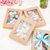 30pcs Brown Folding Gift Box Set Made of Kraft Paper with Window for Biscuits and Pastries