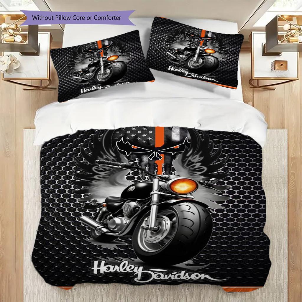Elegance Custom Motorcycle Culture Bedding(1 * duvet cover + 2 * pillowcase, without core) Bedding set Christmas birthday gift Soft and comfortable