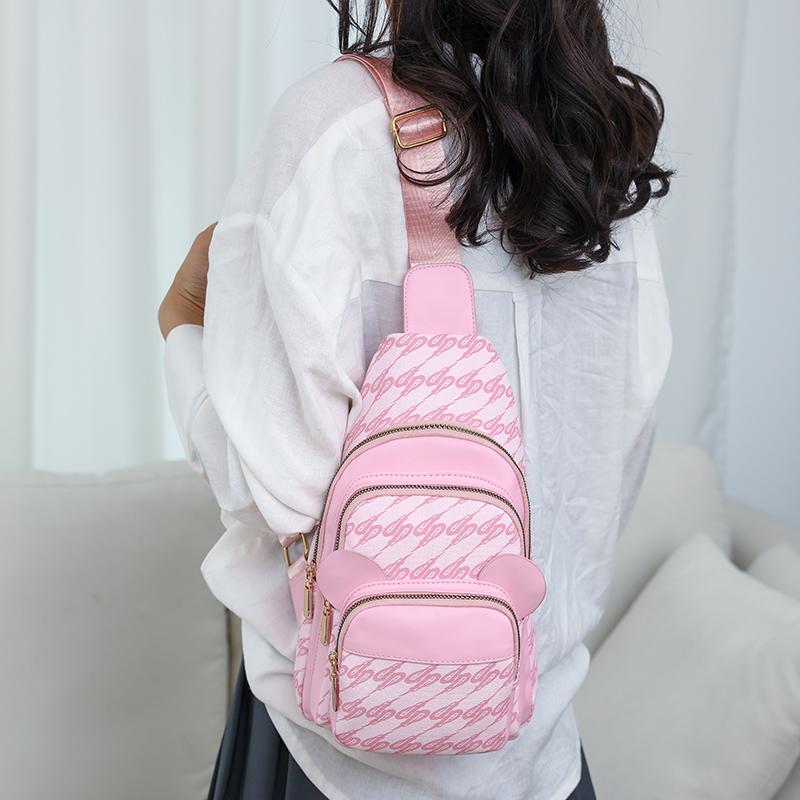 Print Chest Bag Women's Shoulder Bag Multi-Functional Soft Leather Crossbody Bag