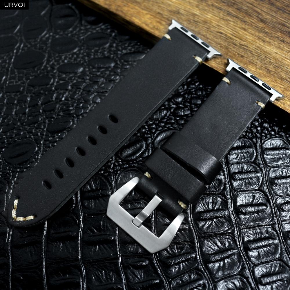 Apple Watch Ultra 2 Series 10 9 8 7 6 SE 54 Vintage Crazy Horse Fine Leather Strap for iWatch Pin V Stitches 49mm