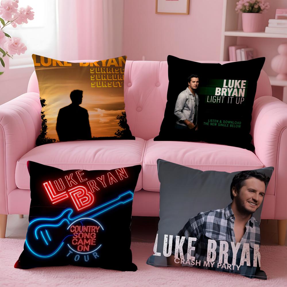 Band Luke Bryan Cushion Cover Cushion Cover Set 4Pcs 50X50 45X45 40X40 Pillowcase Decorative Sofa Home Decor