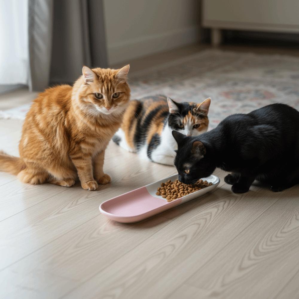 Long Multi-Cat Shared Eating Bowl Ceramic Dog Food Water Container for Kitten/Puppy/Bunny