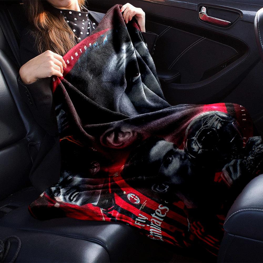 AC Milan Football Star Collage Art Print Flannel Blanket Soft Throw Blanket Sofa Couch Bed Decor Soccer Fan Home Gift