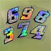 1PC Holographic Carbon Arabic Numbers Motorcycle Sticker Waterproof for Scooter Motorbike Front Fairing Bicycle Vinyl Decals
