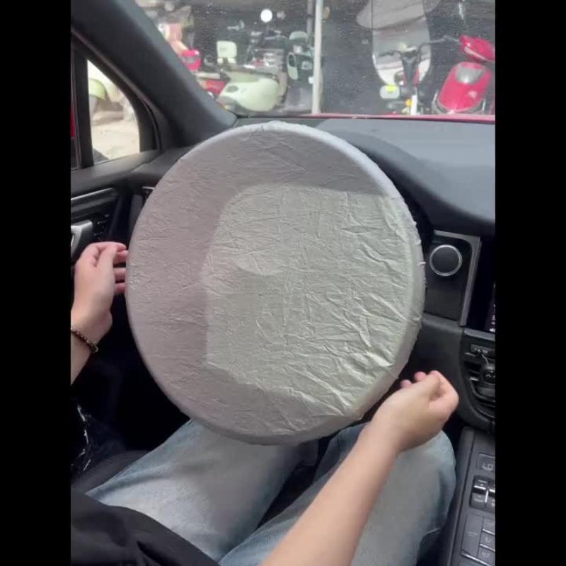 1PC Car Steering Wheel Cover with Sun Visor, Polyester Steering Wheel Sun Visor. Thermal Protection Sun Visor