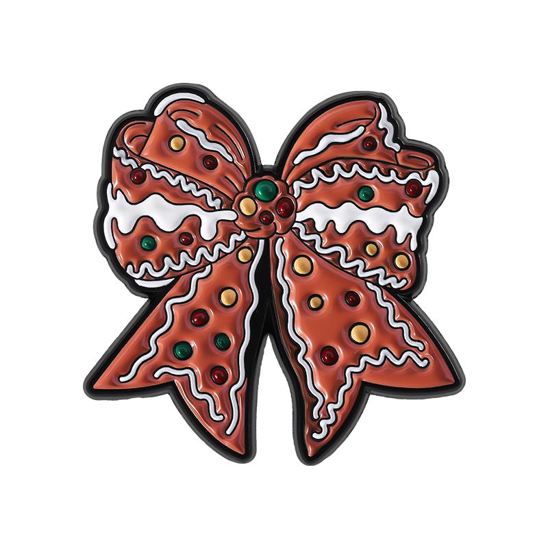 Christmas Gingerbread Man Enamel Pins Custom Bow Cookies Brooches Lapel Badges Clothes Funny Jewelry Gift for Kids Friends