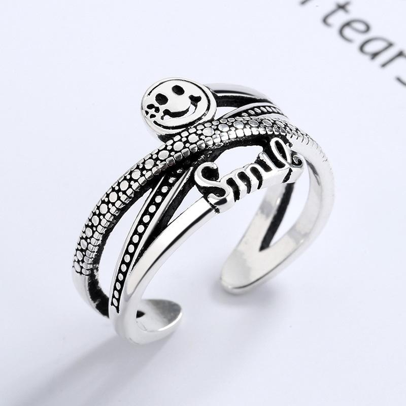 Korean Smiley Braided Multi-layered Ring for Women with Fashionable Temperament Open Index Finger Ring