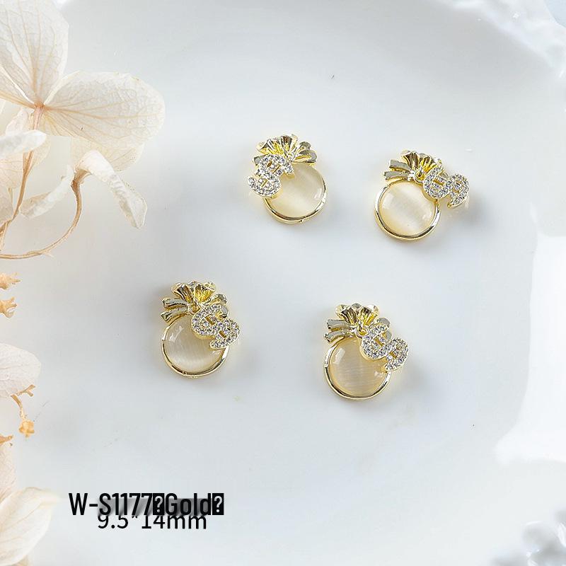 Новогодний маникюр: Роскошный подвеска-мешочек с цирконием и золотой инкрустацией из страз, носимые аксессуары для ногтей