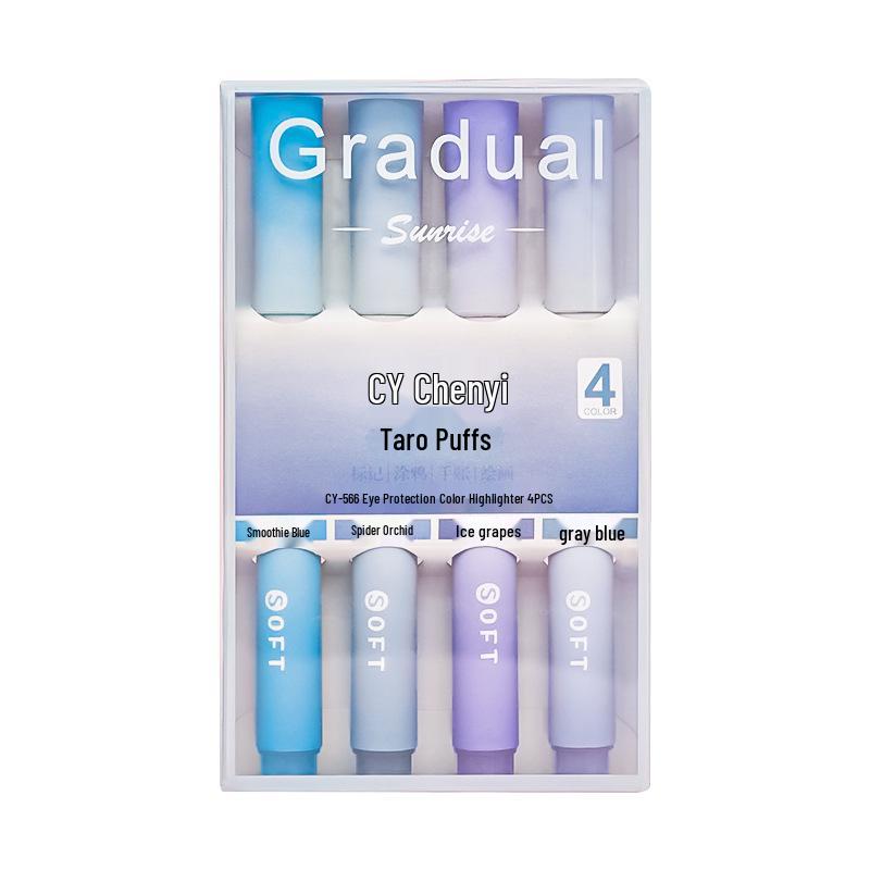 Хайлайтер градиентного цвета - скошенный наконечник, маркер для журнала, не раздражающий глаза