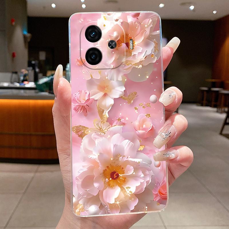 Case For Vivo IQOO Z9 Turbo Turbo+ Neo 10R Capa Flower Butterfly Protective Shell For Vivo Y200 GT Soft Silicone TPU Phone Cover