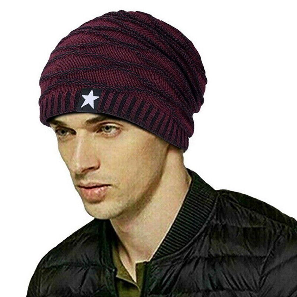 Men Women Fleece Lined Warm Thermal Ski Cap Beanie Hat Knitted Cap Skullies Hat