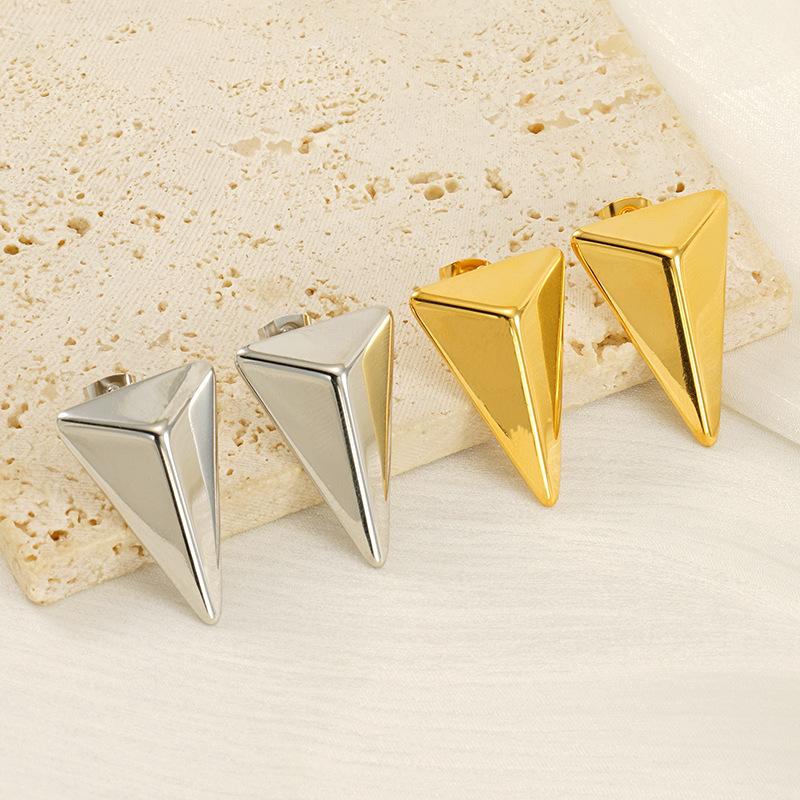 Серьги Burst Triangle из нержавеющей стали 18-каратного золота, уникальные геометрические минималистские серьги-гвоздики
