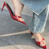 Fashion Women Slipper Sexy High Heels Pointed Open Toe Sandals Mules Casual Party Slip On Shoes